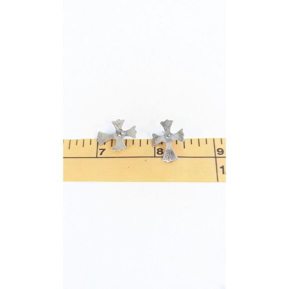 Sterling Silver Native American Cast Cross Studs Turquoise - Picture 3 of 8